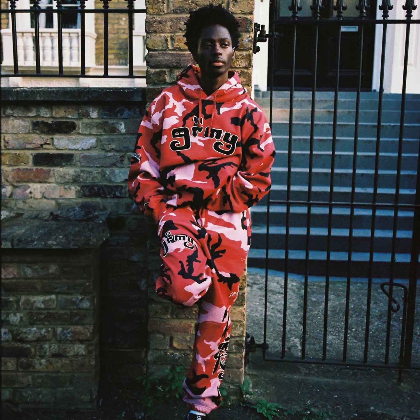 ALL OVER PRINT TUSKER TEMPLE VINTAGE HOODIE RED