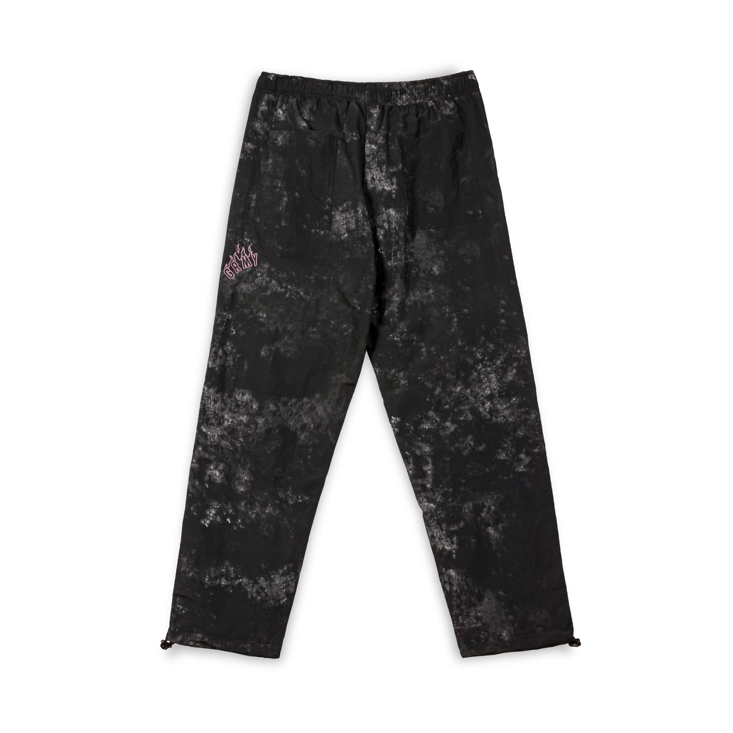 MELTED STONE NYLON TIE AND DYE TRACK PANTS BLACK