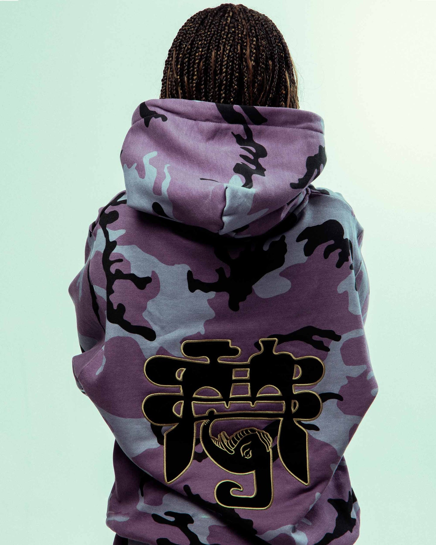 ALL OVER PRINT TUSKER TEMPLE VINTAGE HOODIE PURPLE