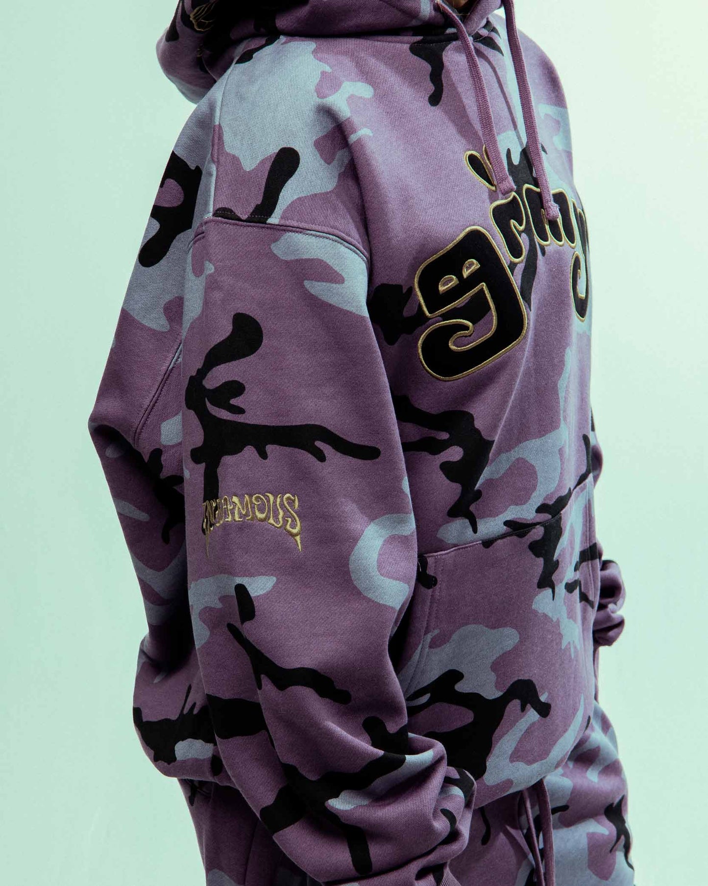 ALL OVER PRINT TUSKER TEMPLE VINTAGE HOODIE PURPLE