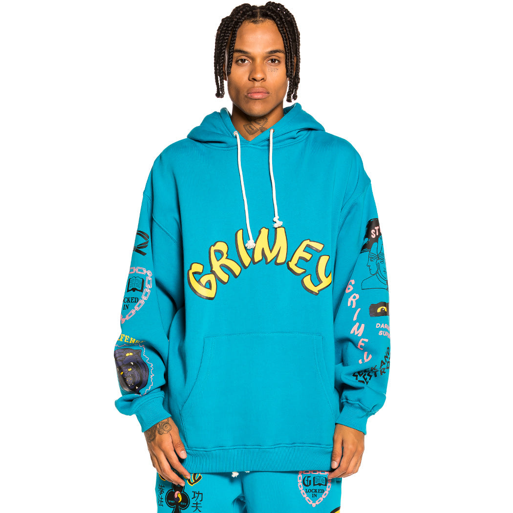 GRIMEY GRIMEY DESTROY ALL FEAR HOODIE BLUE