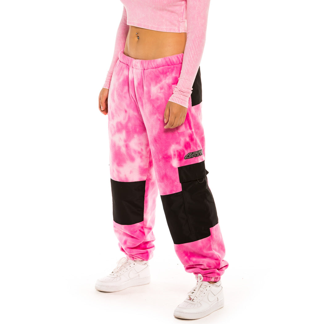 GRIMEY SPACE LADY GIRL POLAR FLEECE BLEACHED PANTS BLEACHED PINK