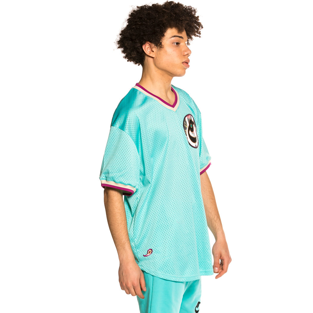 GRIMEY HOPE UNSEEN V NECK MESH TEE BLUE