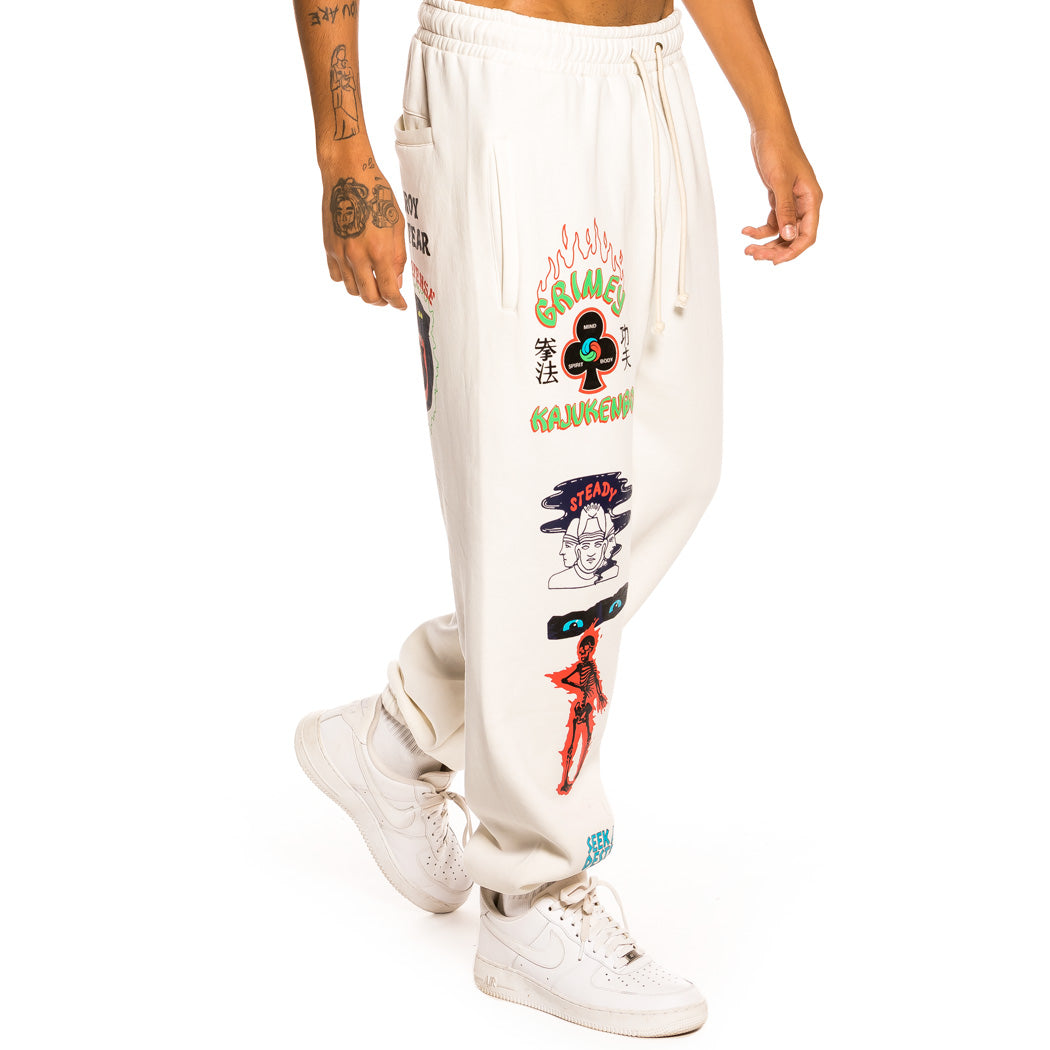GRIMEY DESTROY ALL FEAR SWEATPANTS WHITE