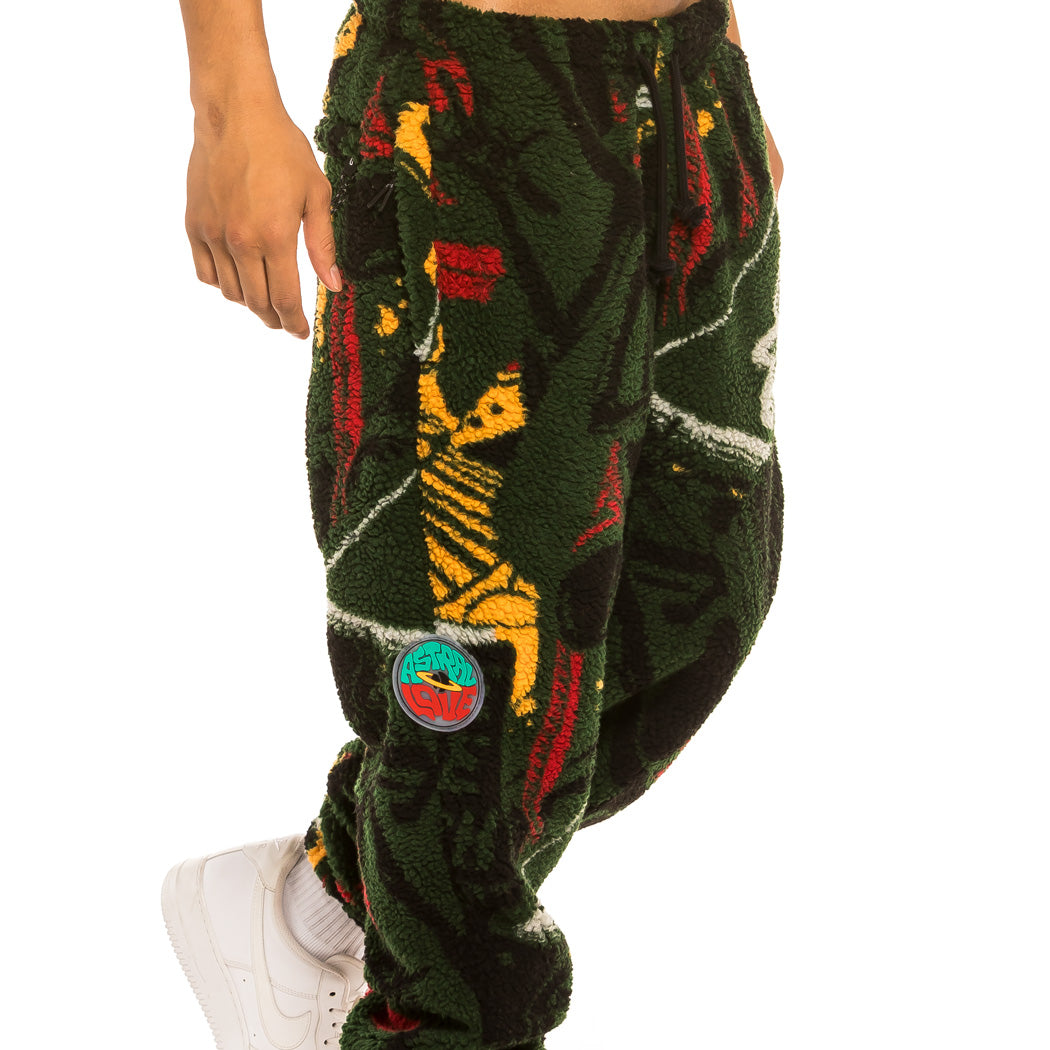GRIMEY SPACE LADY ALL OVER JACQUARD SHERPA PANTS ORANGE
