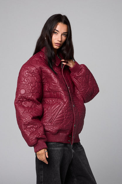 SAMPANS PU LEATHER JACKET WINE