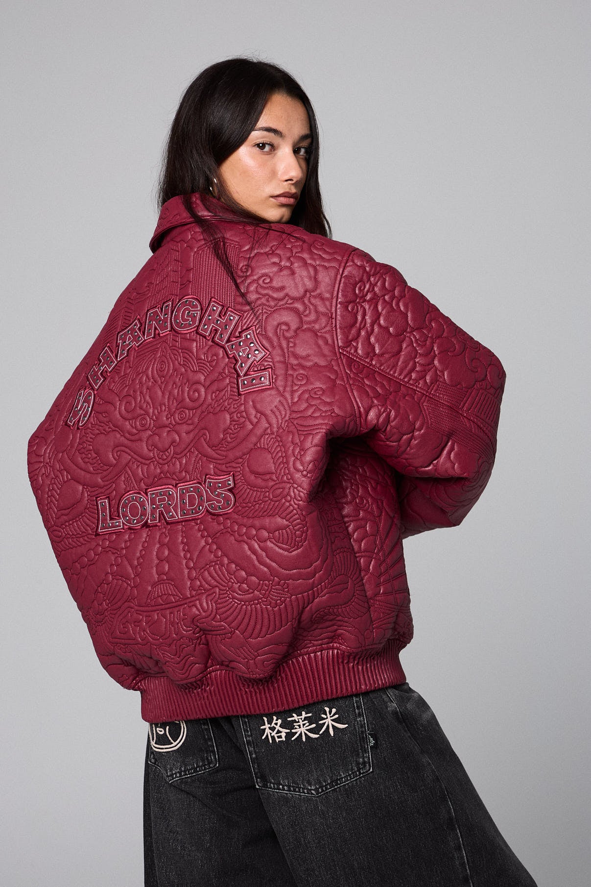 SAMPANS PU LEATHER JACKET WINE