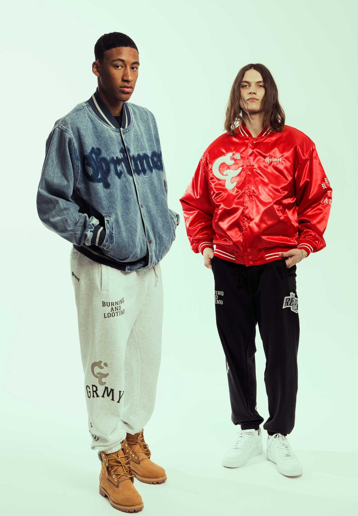 CAUSING PANIC DENIM BASEBALL JACKET BLUE