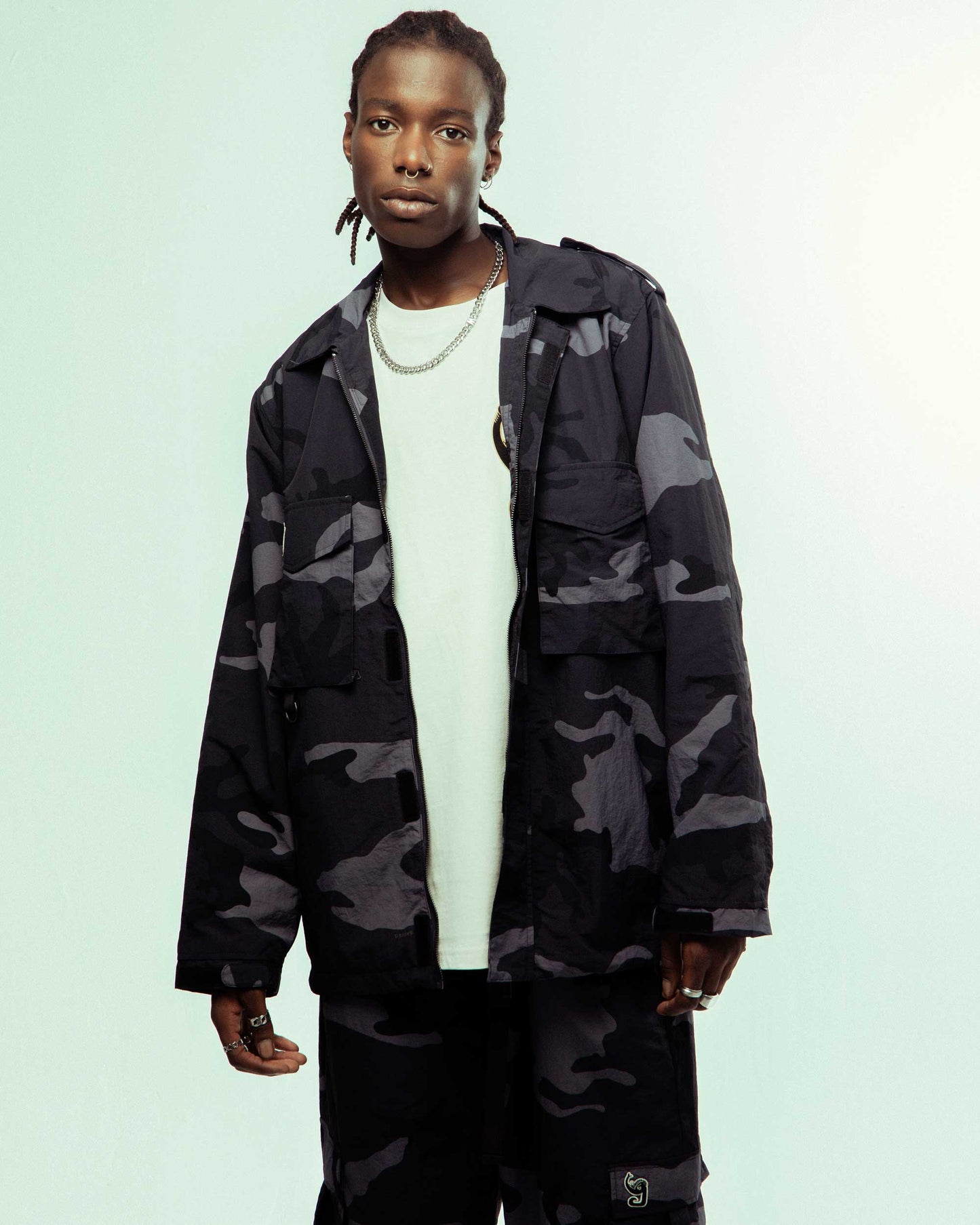 ALL OVER PRINT TUSKER TEMPLE TRACK JACKET BLACK