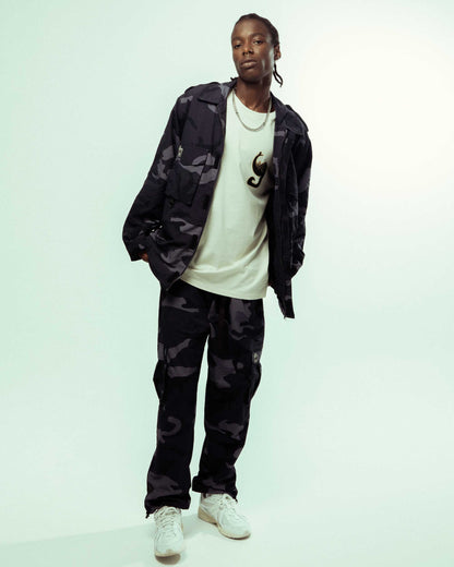 ALL OVER PRINT TUSKER TEMPLE TRACK PANTS BLACK