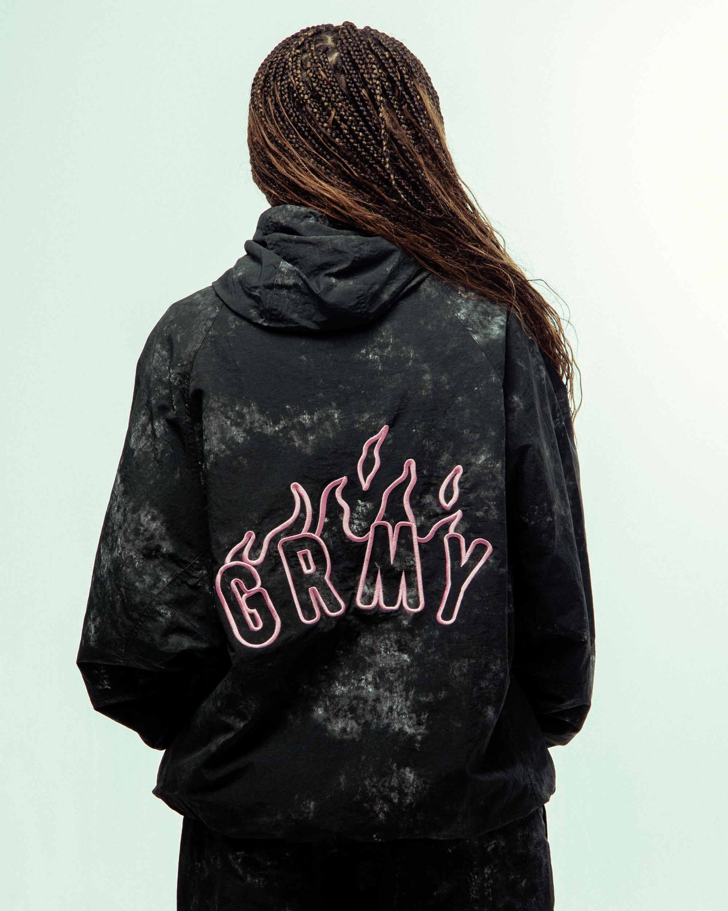 MELTED STONE TIE AND DYE VINTAGE TRACK JACKET BLACK