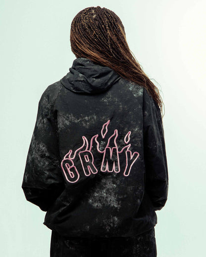 MELTED STONE TIE AND DYE VINTAGE TRACK JACKET BLACK
