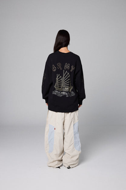 SAMPANS LONG SLEEVE TEE BLACK