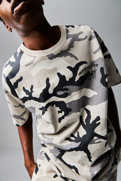 FOLLOW THE DOLLAR CAMO REGULAR TEE WHITE CAMO