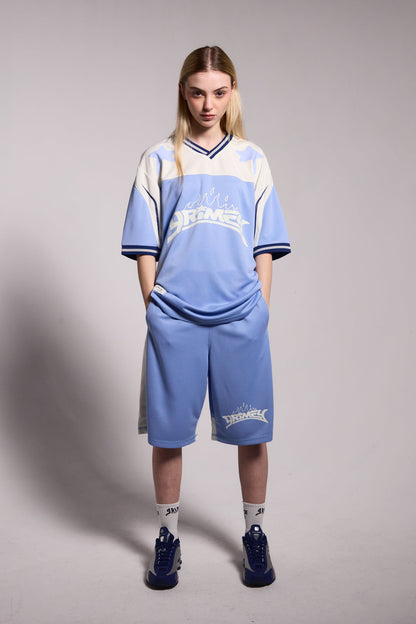 INFAMOUS DEEPER V NECK OVERSIZE TEE LIGHT BLUE