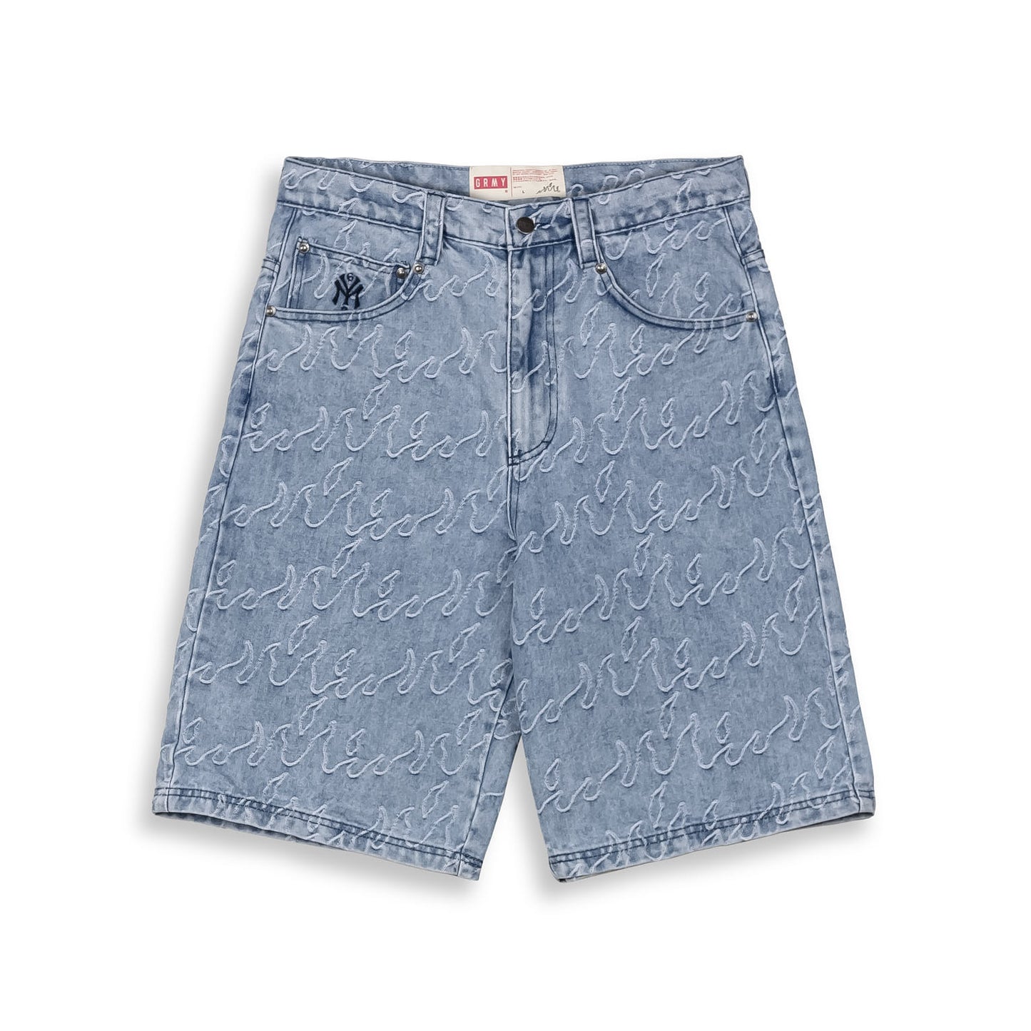 SWEET SCIENCE BAGGY JACQUARD DENIM SHORTS LIGHT WASHED BLACK