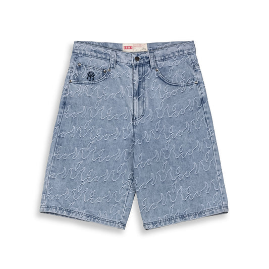 SWEET SCIENCE BAGGY JACQUARD DENIM SHORTS LIGHT WASHED BLACK