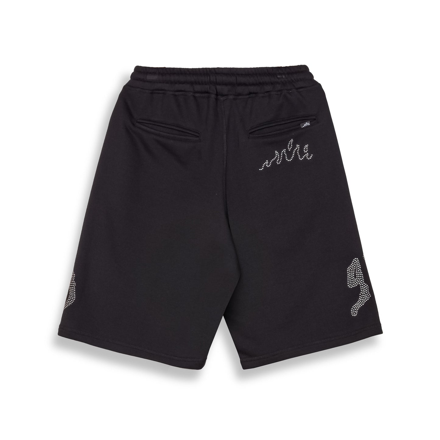 PEACE WITHIN RHINESTUDS BAGGY SWEATSHORTS BLACK
