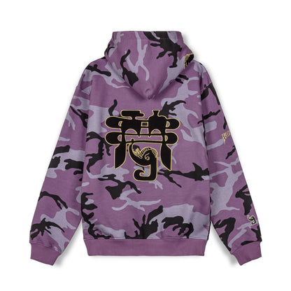 ALL OVER PRINT TUSKER TEMPLE VINTAGE HOODIE PURPLE