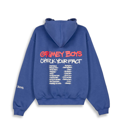 GRIMEY BOYS VINTAGE HOODIE ROYAL BLUE