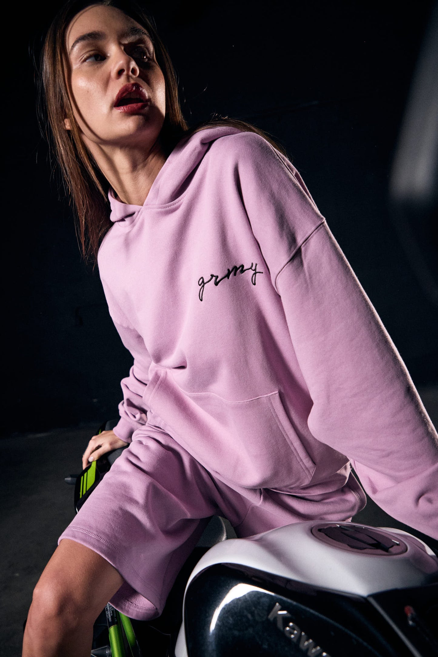 SAVAGE DOMAIN FRENCH TERRY BOXY HOODIE LILAC