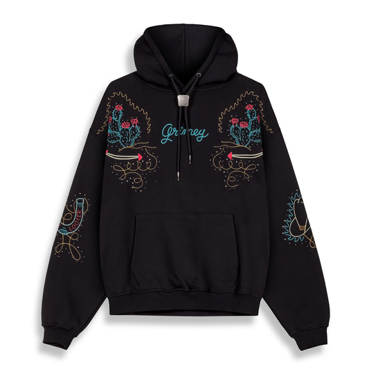 LONE HAND BOXY HOODIE BLACK