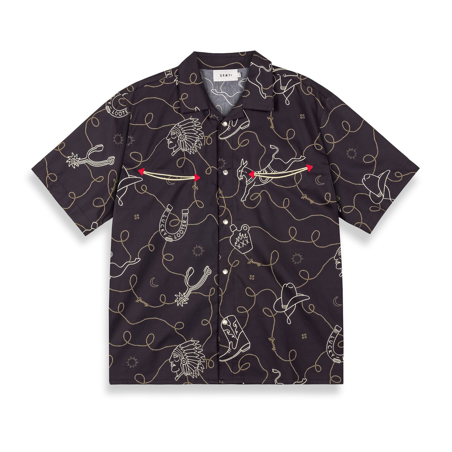 LONE HAND BUTTON UP SHIRT BLACK