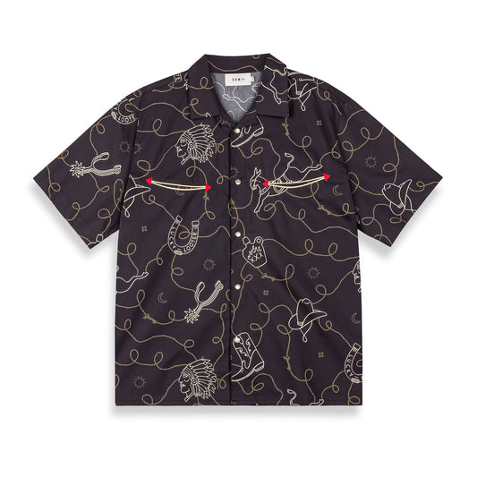 LONE HAND BUTTON UP SHIRT BLACK
