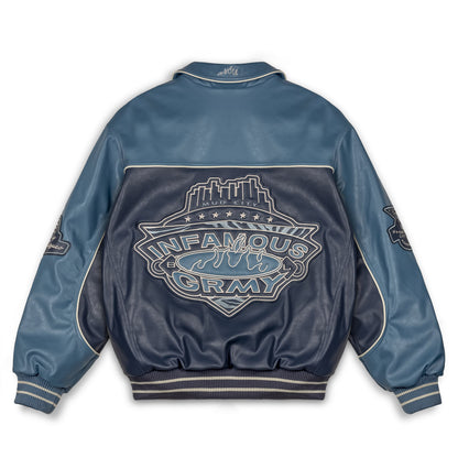MADRID PU LEATHER JACKET NAVY