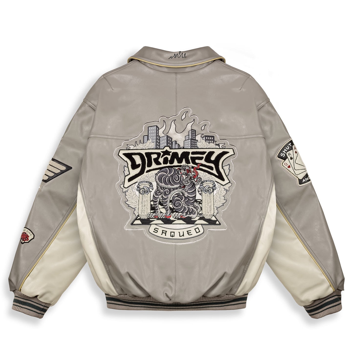 DEEPER PU LEATHER JACKET GREY