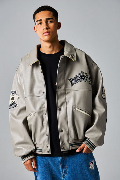 DEEPER PU LEATHER JACKET GREY