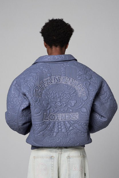 SAMPANS PU LEATHER JACKET BLUE