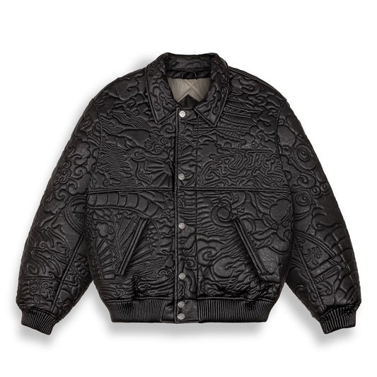 SAMPANS PU LEATHER JACKET BLACK