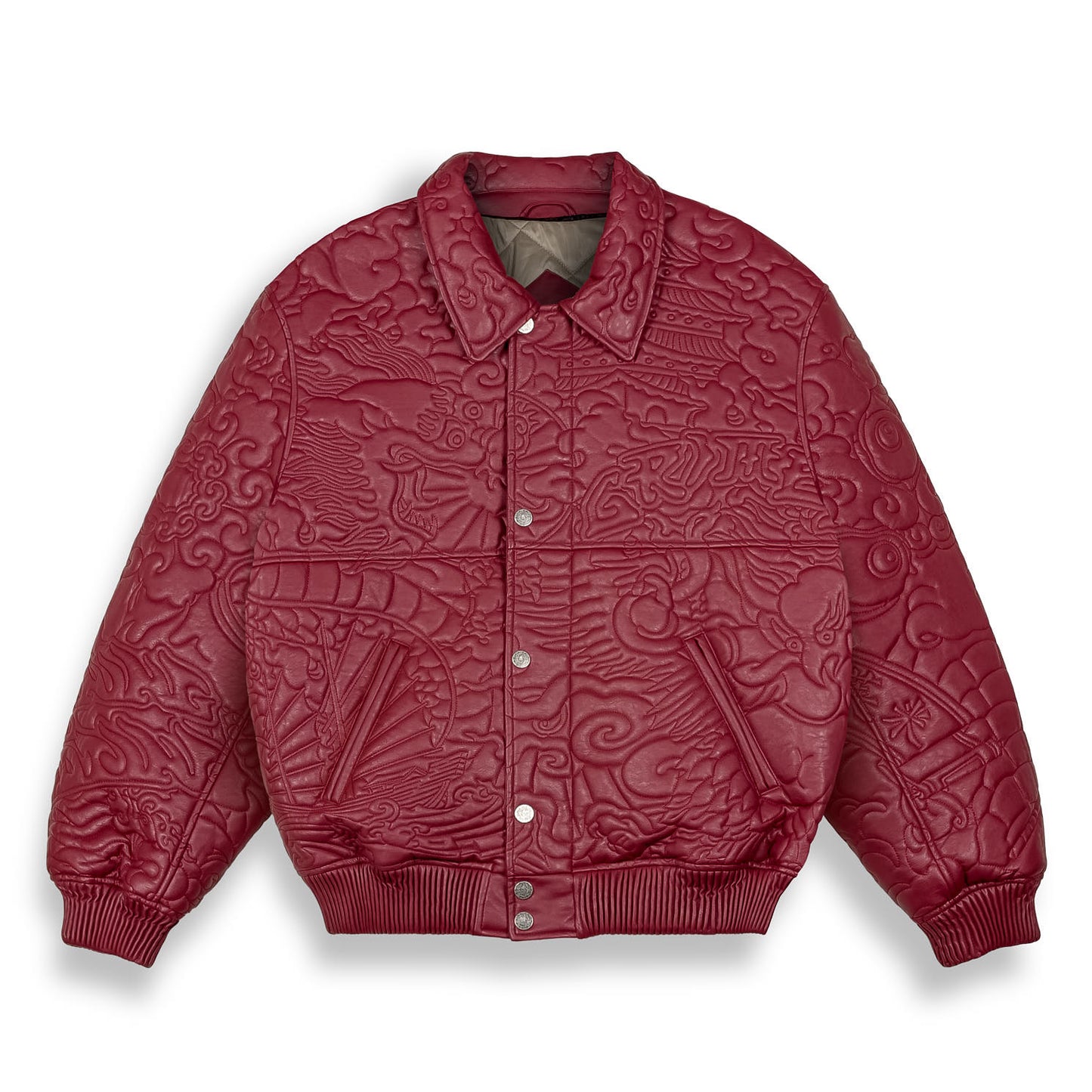 SAMPANS PU LEATHER JACKET WINE