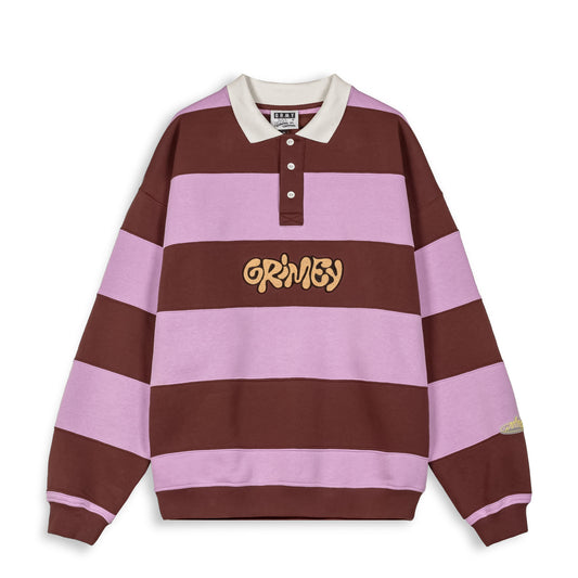 BLOODSUCKER STRIPES POLO SWEATSHIRT BROWN