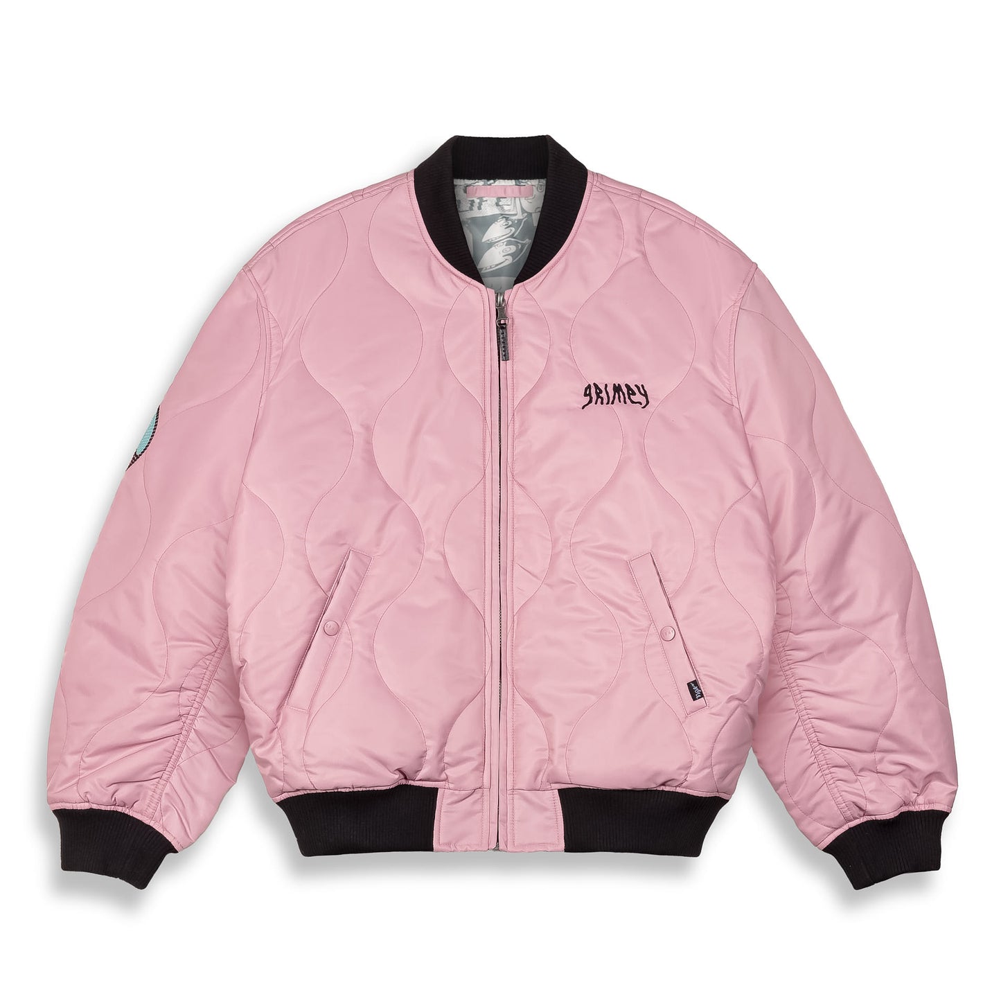 PEACE WITHIN QUILTED BOMBER JACKET LILAC