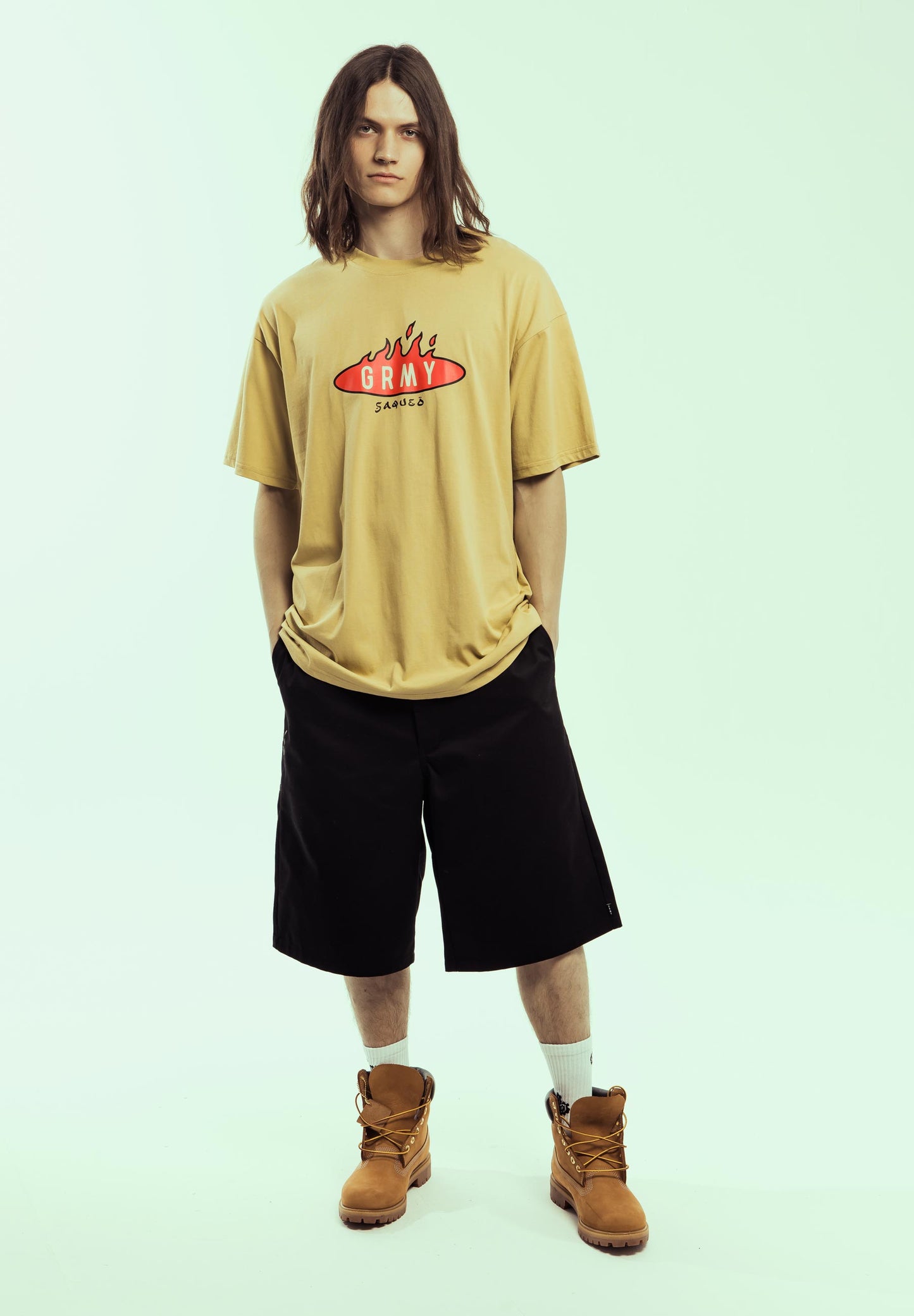 BURN IN FLAMES REGULAR TEE KHAKI