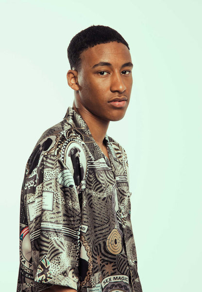 SUPASTAR SATIN BUTTON UP SHIRT GREEN
