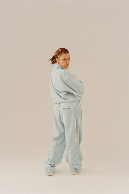 THE SWARM DC SHOES X GRIMEY VELVET TRACK PANTS WIDE LEG BLUE