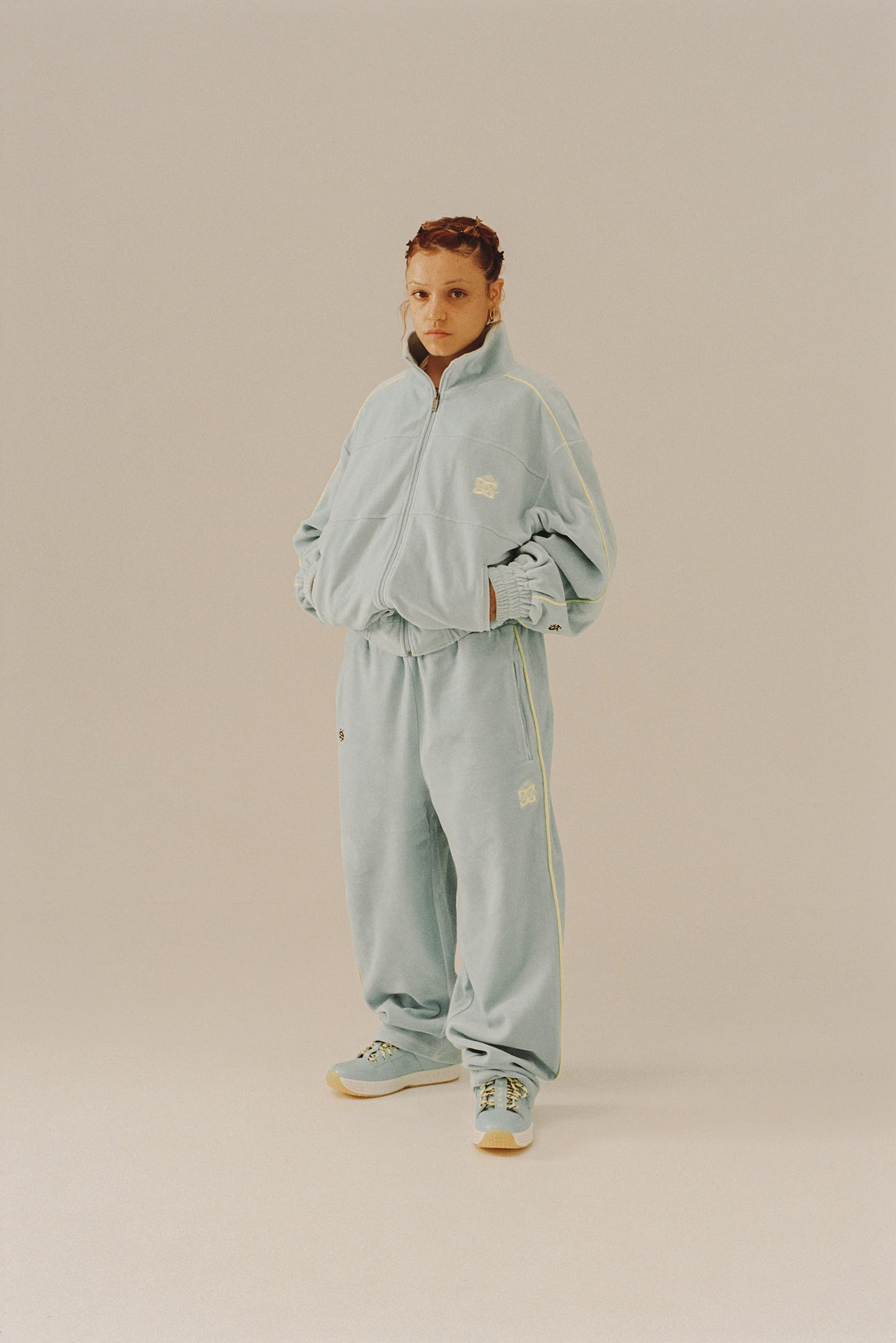 THE SWARM DC SHOES X GRIMEY VELVET TRACK JACKET BLUE