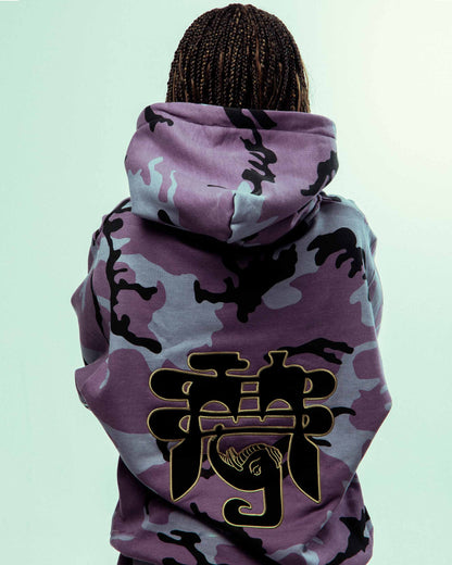 ALL OVER PRINT TUSKER TEMPLE VINTAGE HOODIE PURPLE