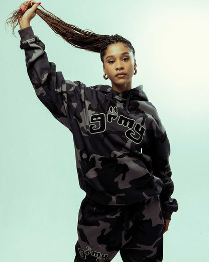 ALL OVER PRINT TUSKER TEMPLE VINTAGE HOODIE BLACK