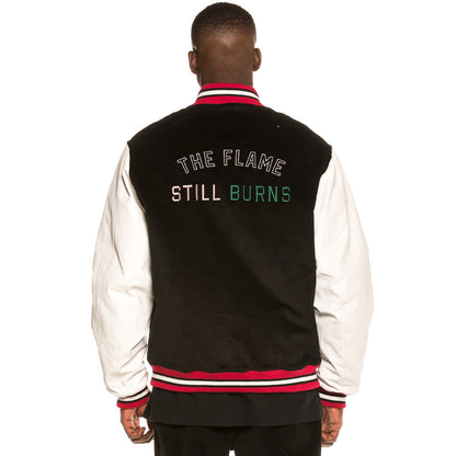 GRIMEY YOGA FIRE CORDUROY BASEBALL JACKET BLK