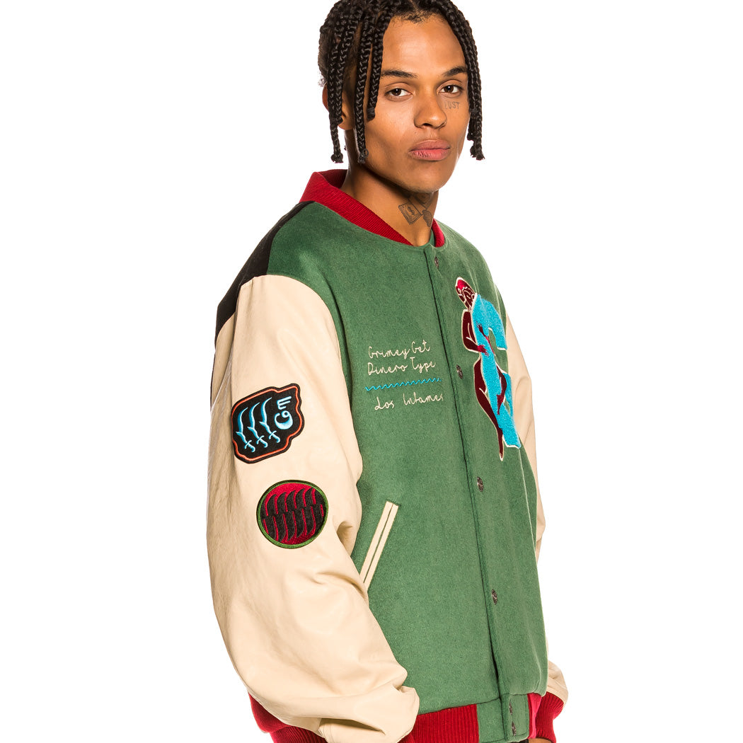GRIMEY SINGGANG JUNCTION WOOL BASEBALL JACKET GREEN