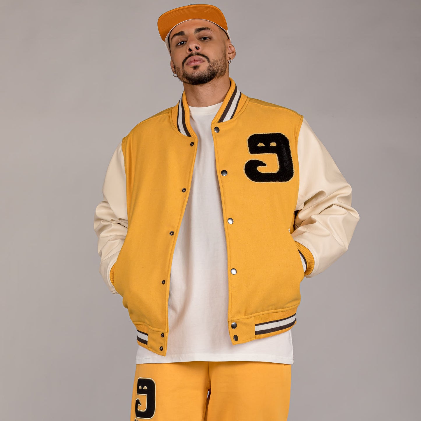 GRIMEY LUST MANTRA WOOL BASEBALL JACKET YELLOW