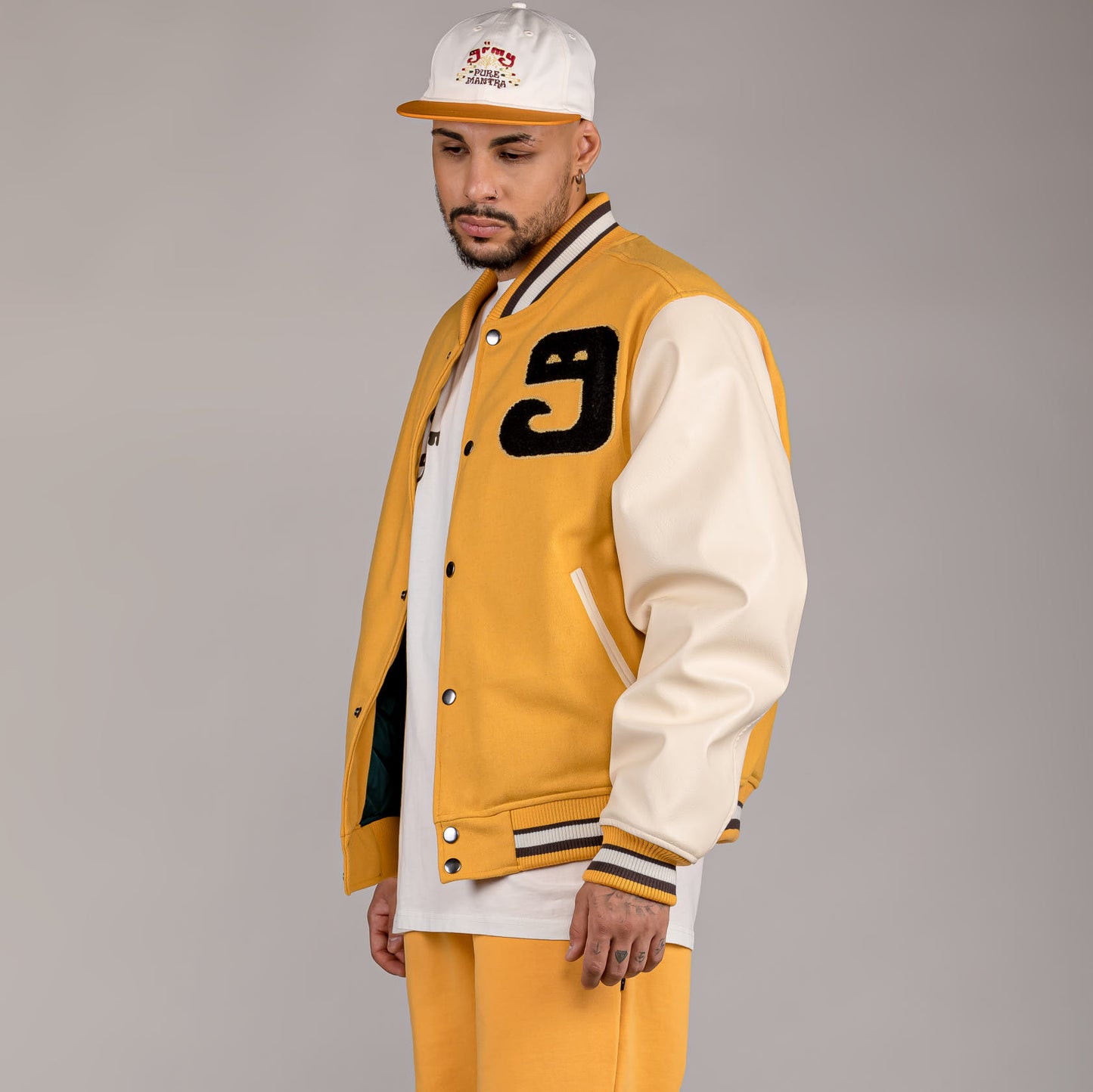 GRIMEY LUST MANTRA WOOL BASEBALL JACKET YELLOW