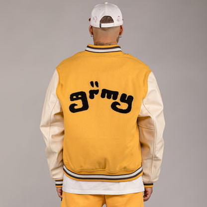 GRIMEY LUST MANTRA WOOL BASEBALL JACKET YELLOW