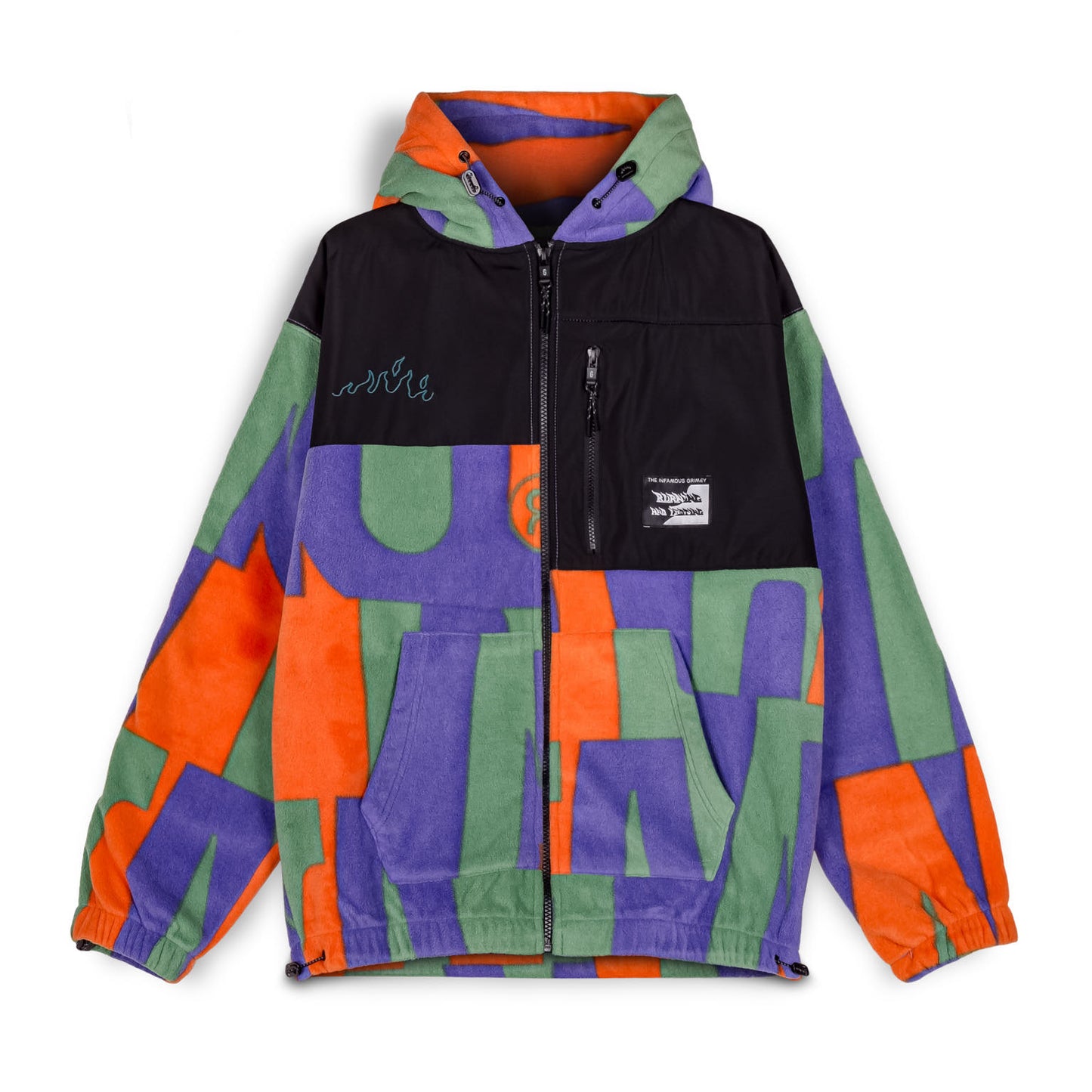 GRIMEY SNOW FOX ALL OVER PRINT POLAR FLEECE ZIP HOODIE MULTICOLOR