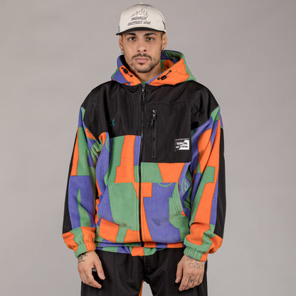 GRIMEY SNOW FOX ALL OVER PRINT POLAR FLEECE ZIP HOODIE MULTICOLOR