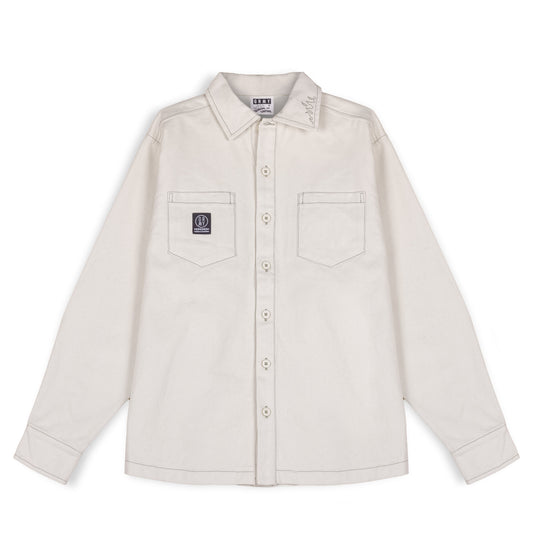 GRIMEY SNOW FOX CANVAS LONG SLEEVE SHIRT CREAM